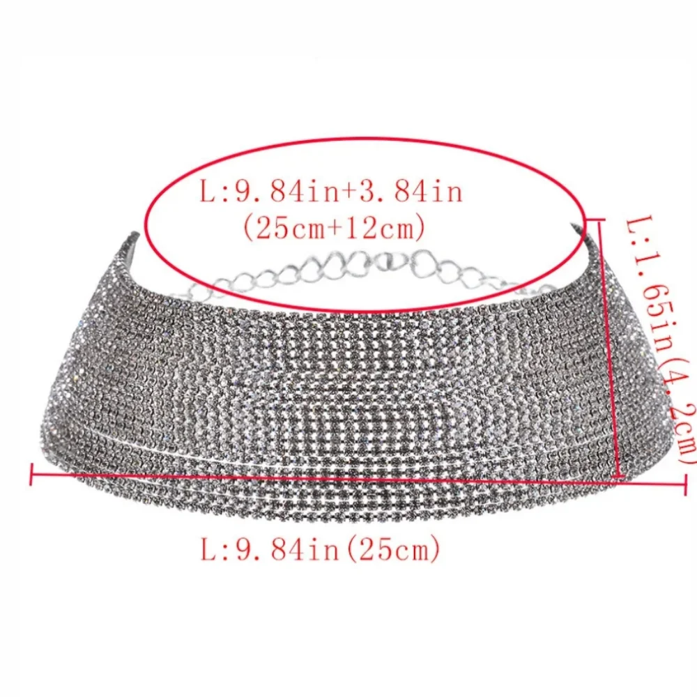 Elegant geometric layered rhinestone chocker. - Picture 2 of 6